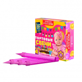 Свечи в торт - Joker Fireworks - JF TS12-30 pink - длина 12 см. - розовые - время работы 3... Розовые свечи в торт 12 см (4 шт)